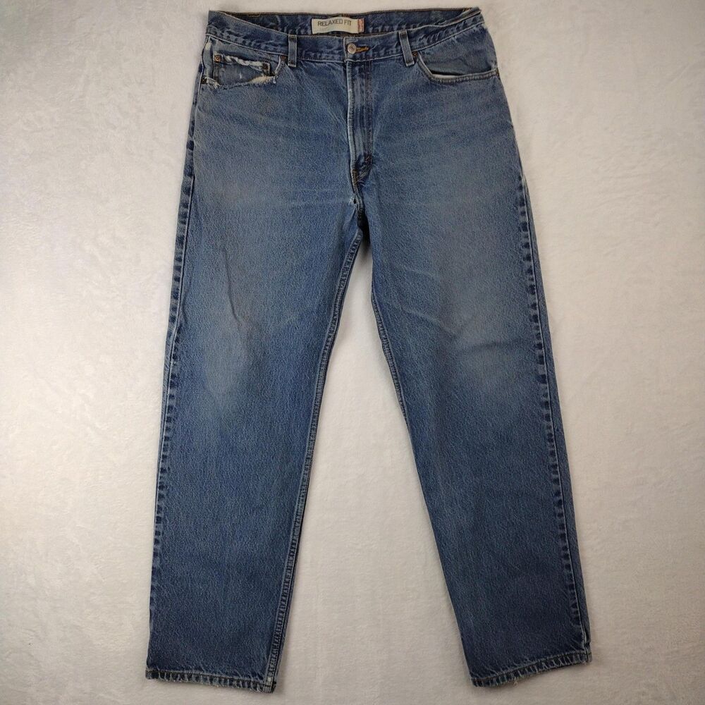 Levis 550 Relaxed Fit Mens Jeans Blue Denim Medium Wash 36x32 Cotton Tapered Leg